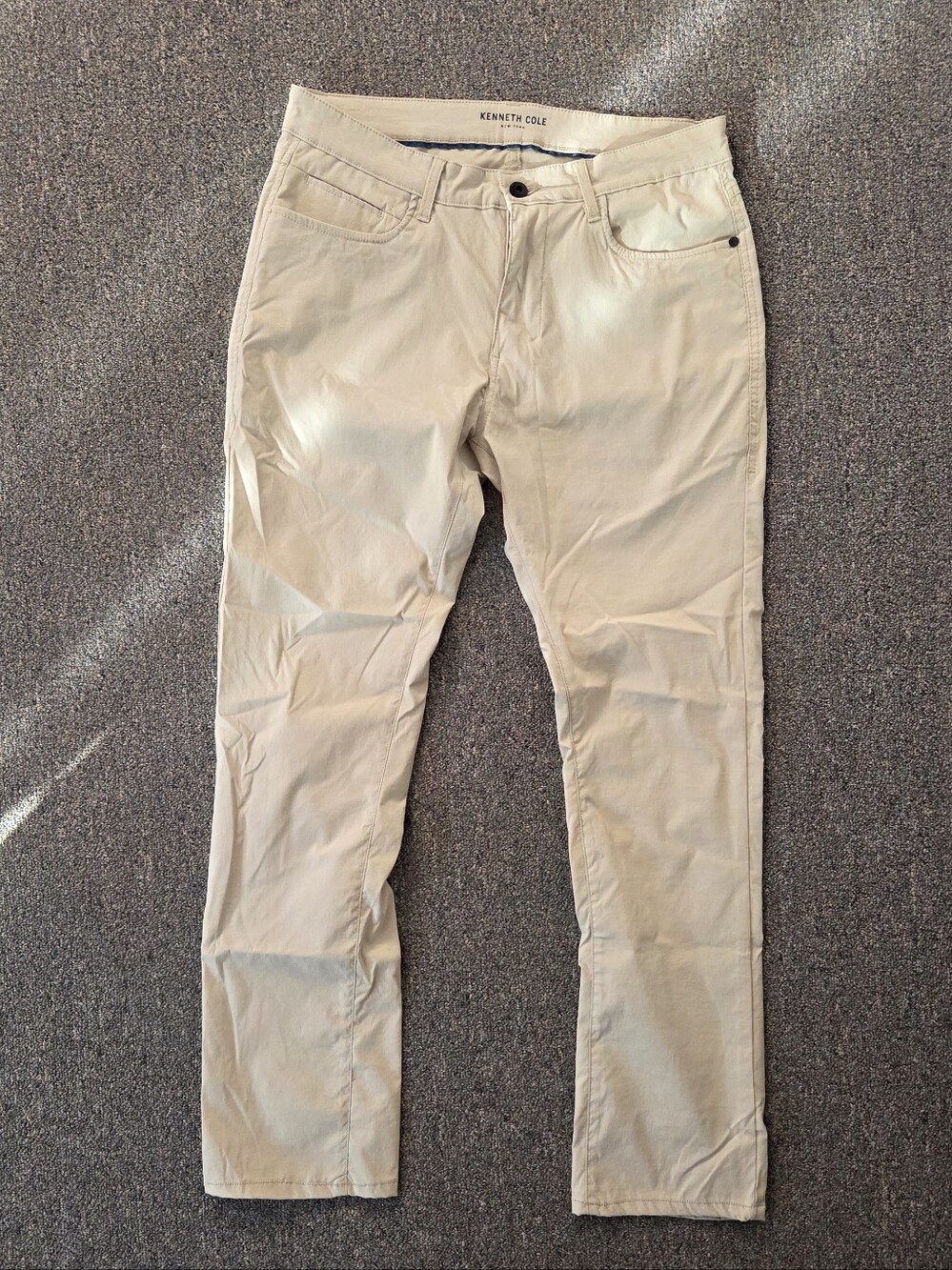 Kenneth Cole Y2K Aesthetic Nylon Stretch Chino Pants Khaki Beige 32x30
